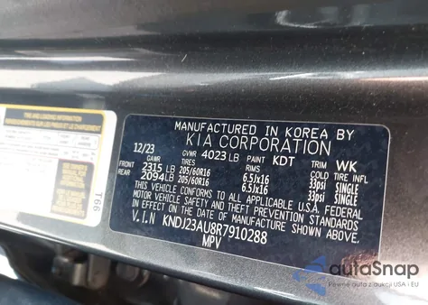 2024 Kia Soul Lx из США, поврежденный, VIN KNDJ23AU8R7910288